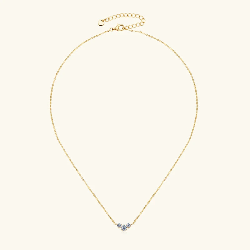 Collar de Moissanita de Tres Piedras en Plata 925