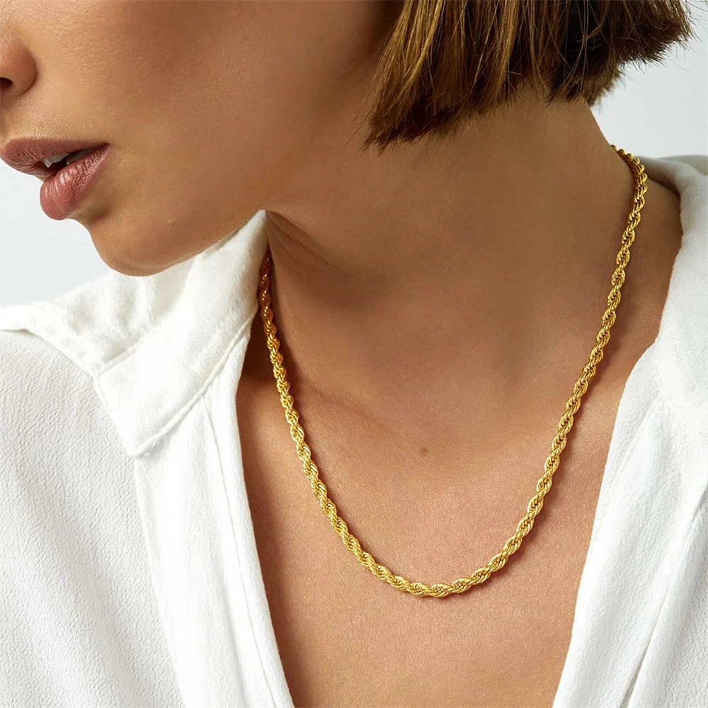 Collar de Cadena Trenzada de Acero Inoxidable 316L