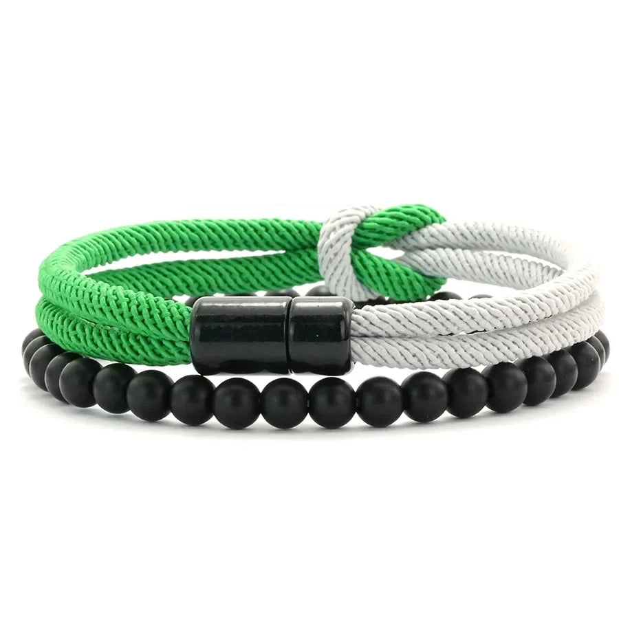 Set de 2 Pulseras de Cordón Bicolor con Cierre Magnético