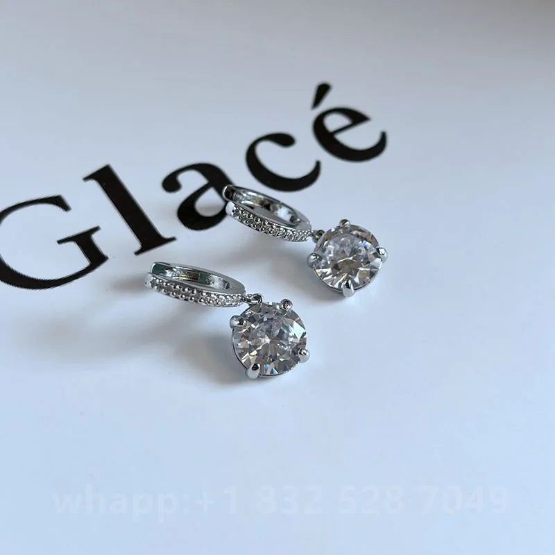 Aretes Tipo Botón con Zirconia para Mujer