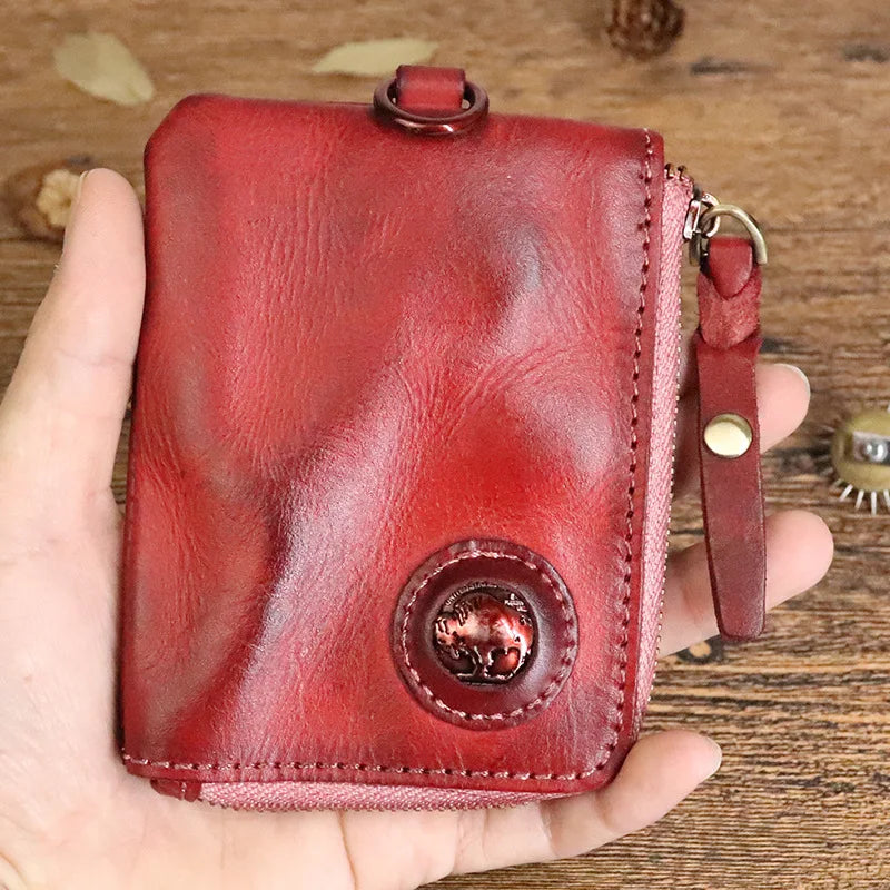 Monedero de Cuero Genuino Estilo Retro