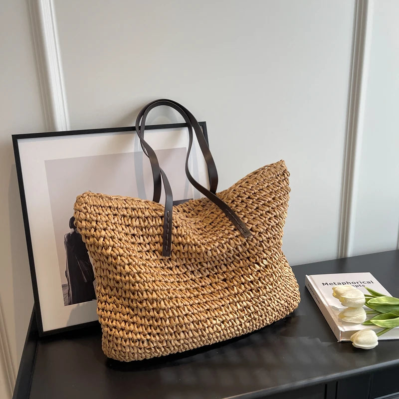 Bolsa de Paja Tejida para Playa