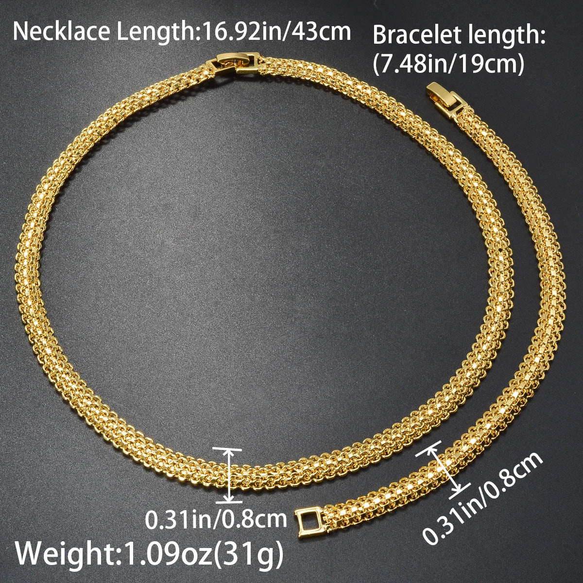 Conjunto de Collar y Pulsera de Cadena Italiana