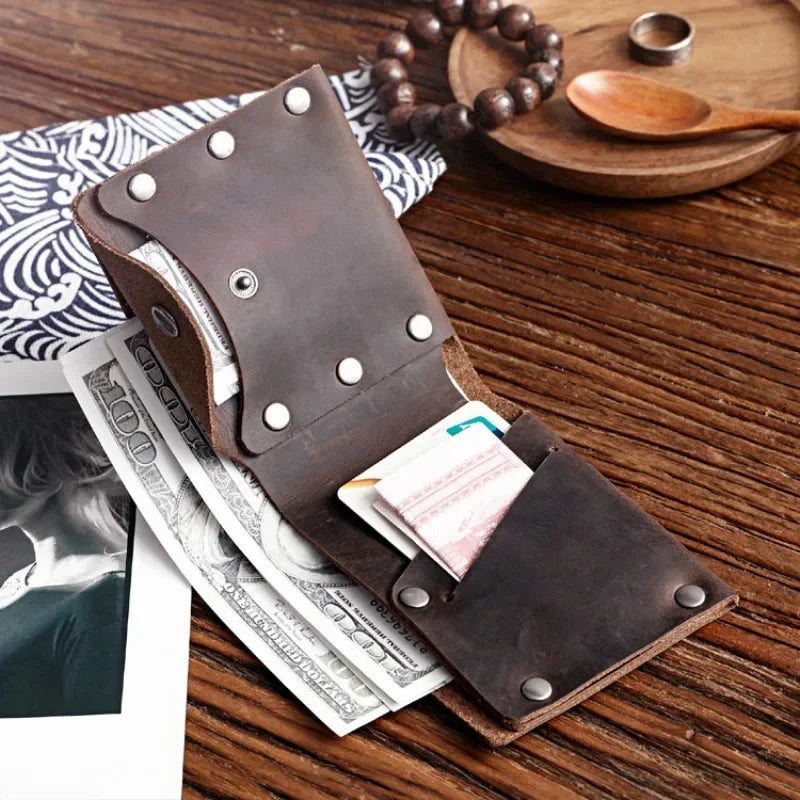 Cartera Delgada de Cuero Crazy Horse