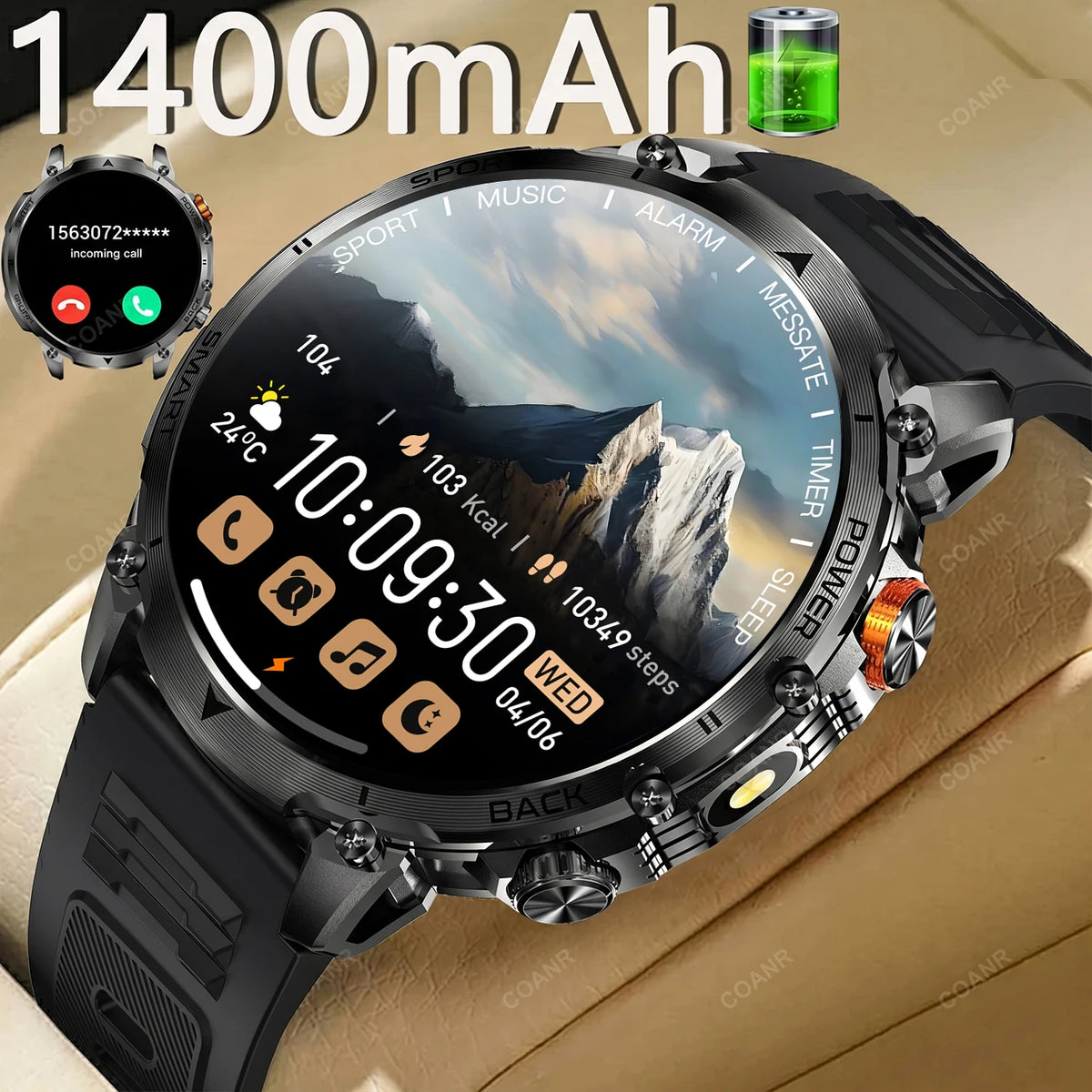Reloj Inteligente Militar AMOLED con Llamadas Bluetooth