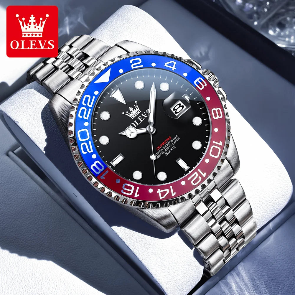 Reloj Redondo Bicolor Azul Rojo