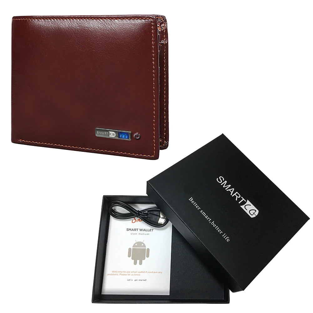 Cartera Inteligente de Cuero Vacuno con Rastreo Bluetooth