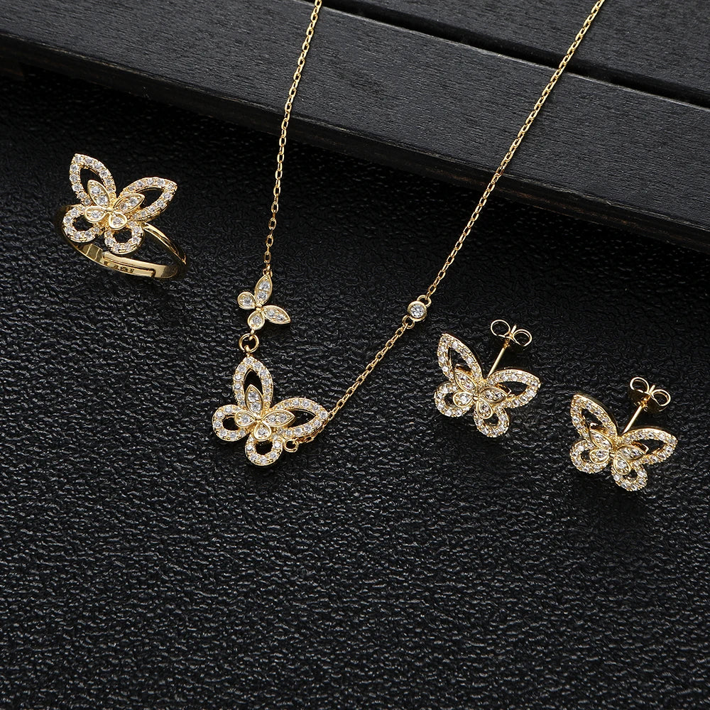 Conjunto de Joyería Mariposa con Zirconia