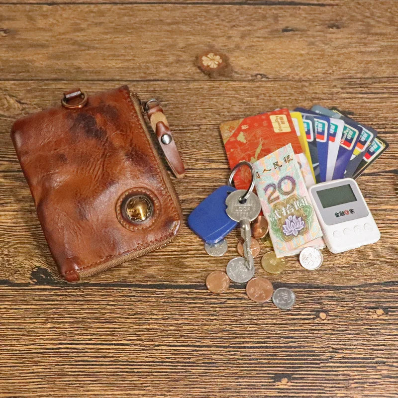 Monedero de Cuero Genuino Estilo Retro