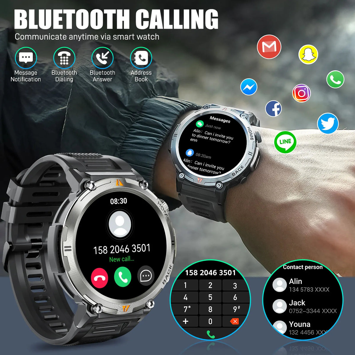 Reloj Inteligente KE3 con Llamadas Bluetooth y Linterna