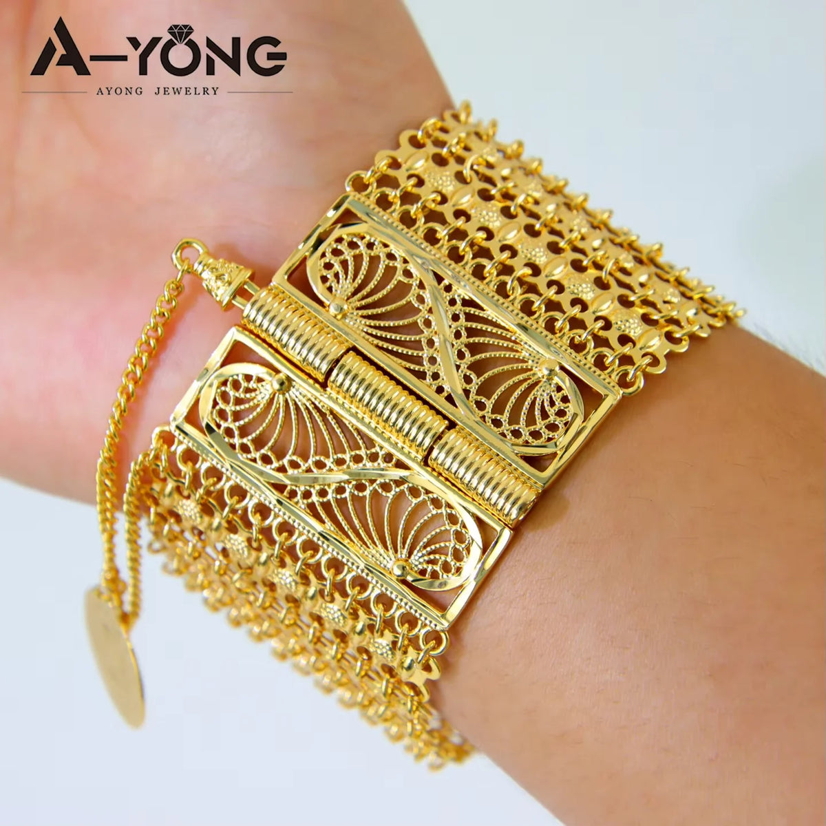 Pulsera Nupcial Dorada Estilo Árabe