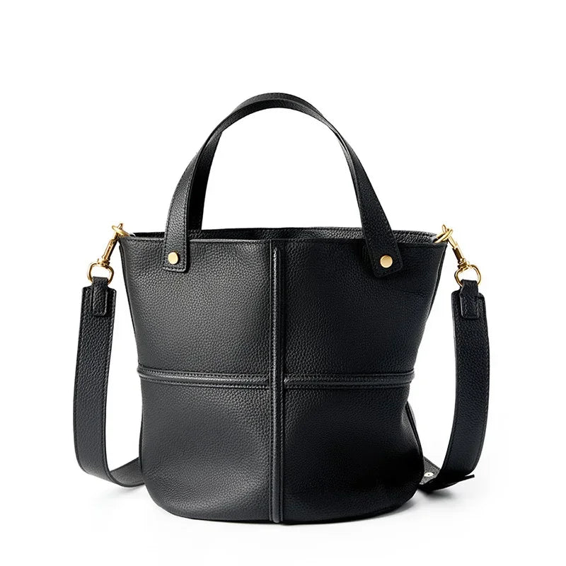 Bolsa Tipo Cubeta de Cuero Vacuno