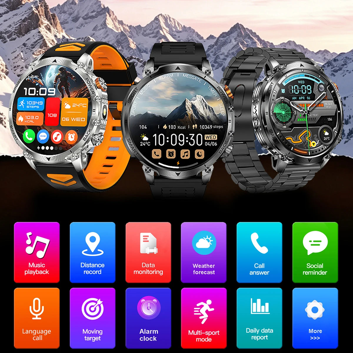 Reloj Inteligente Militar AMOLED con Llamadas Bluetooth