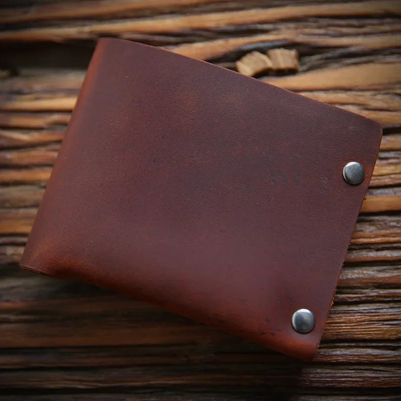 Cartera Delgada de Cuero Crazy Horse