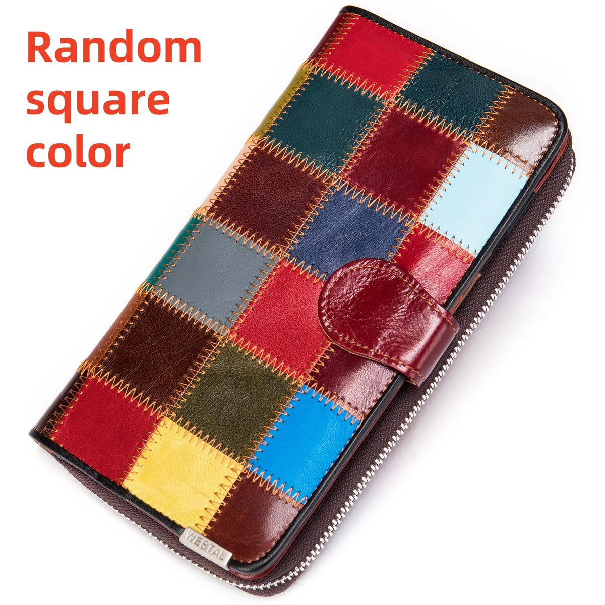 Cartera de Mano de Cuero Genuino Multicolor