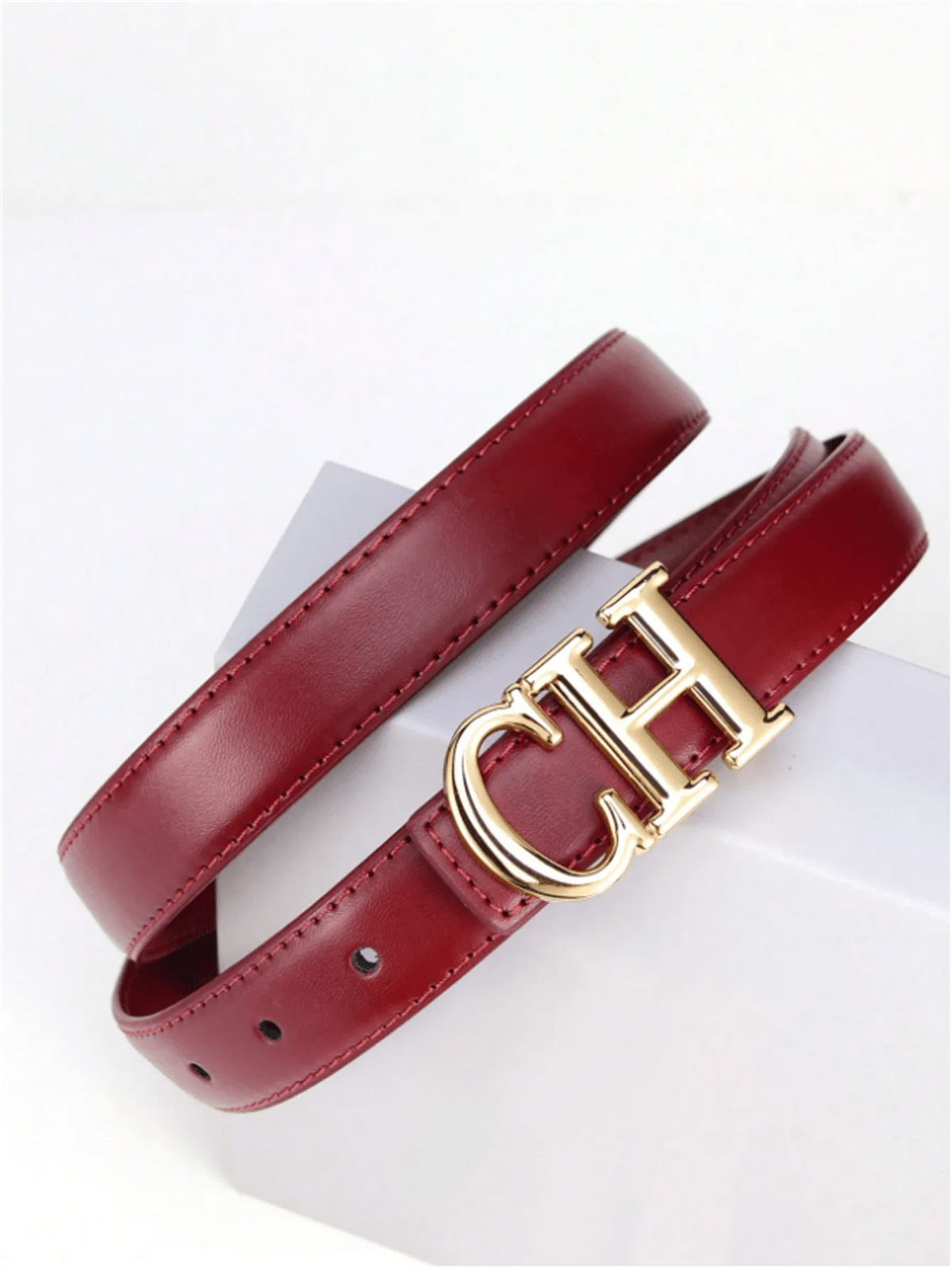 Cinturón de Cuero Sintético con Hebilla Decorativa para Mujer
