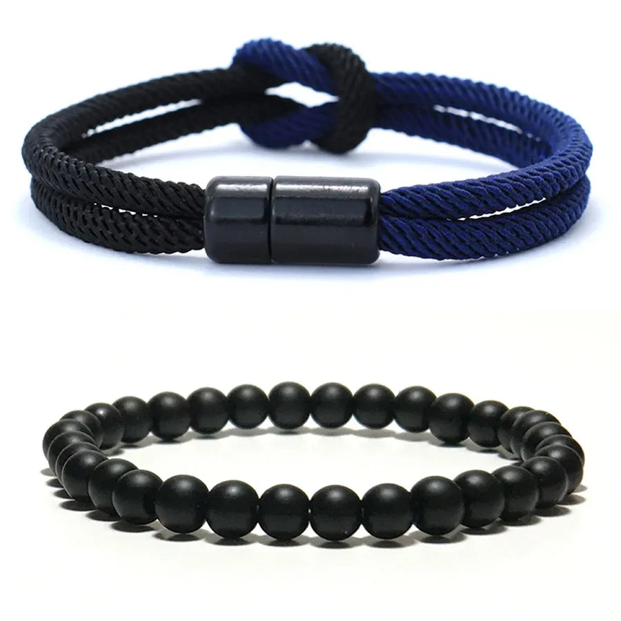Set de 2 Pulseras de Cordón Bicolor con Cierre Magnético