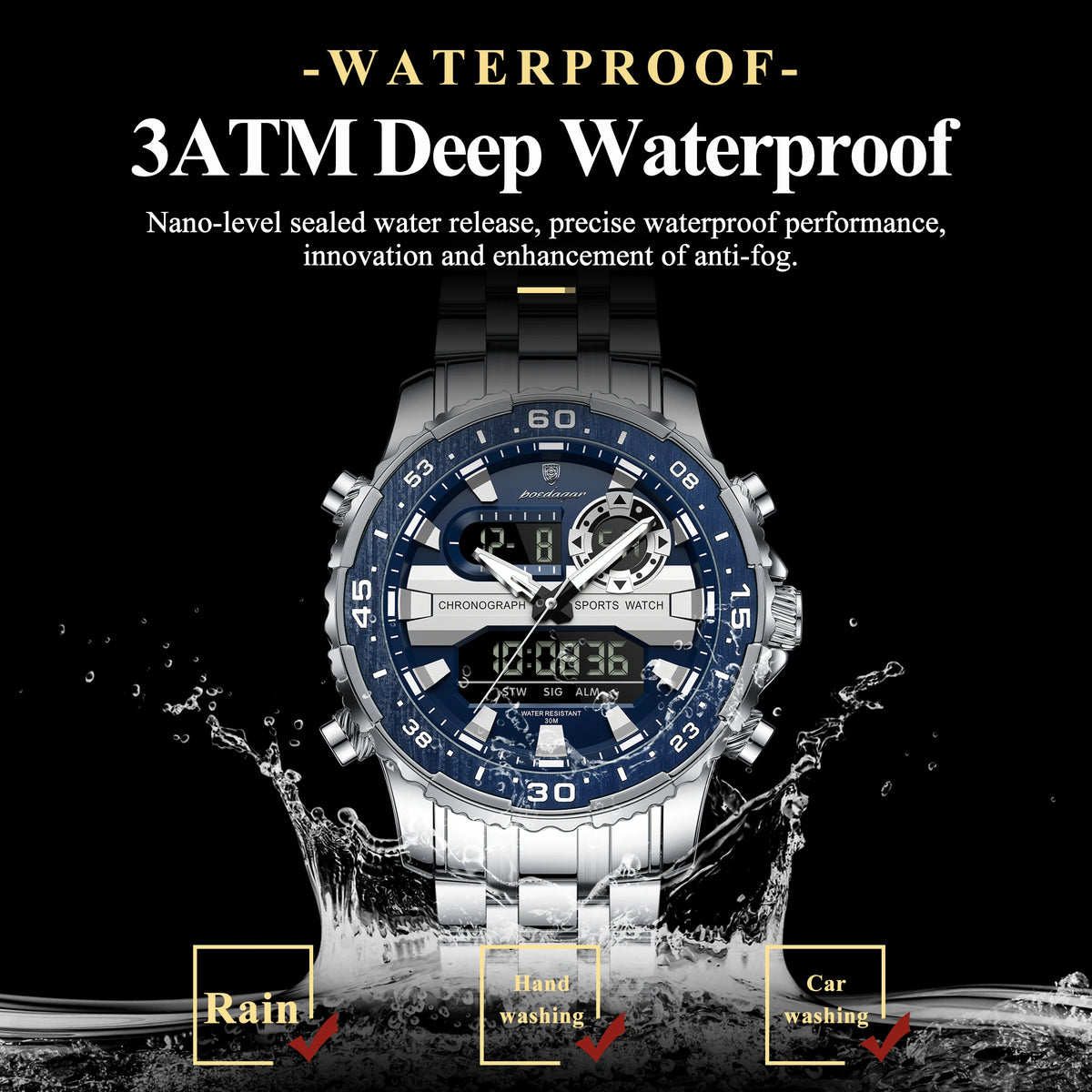 Reloj POEDAGAR E122 LED de Doble Hora