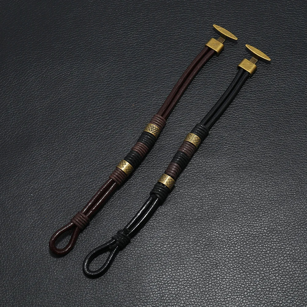 Pulsera de Cuero Retro Tejida a Mano