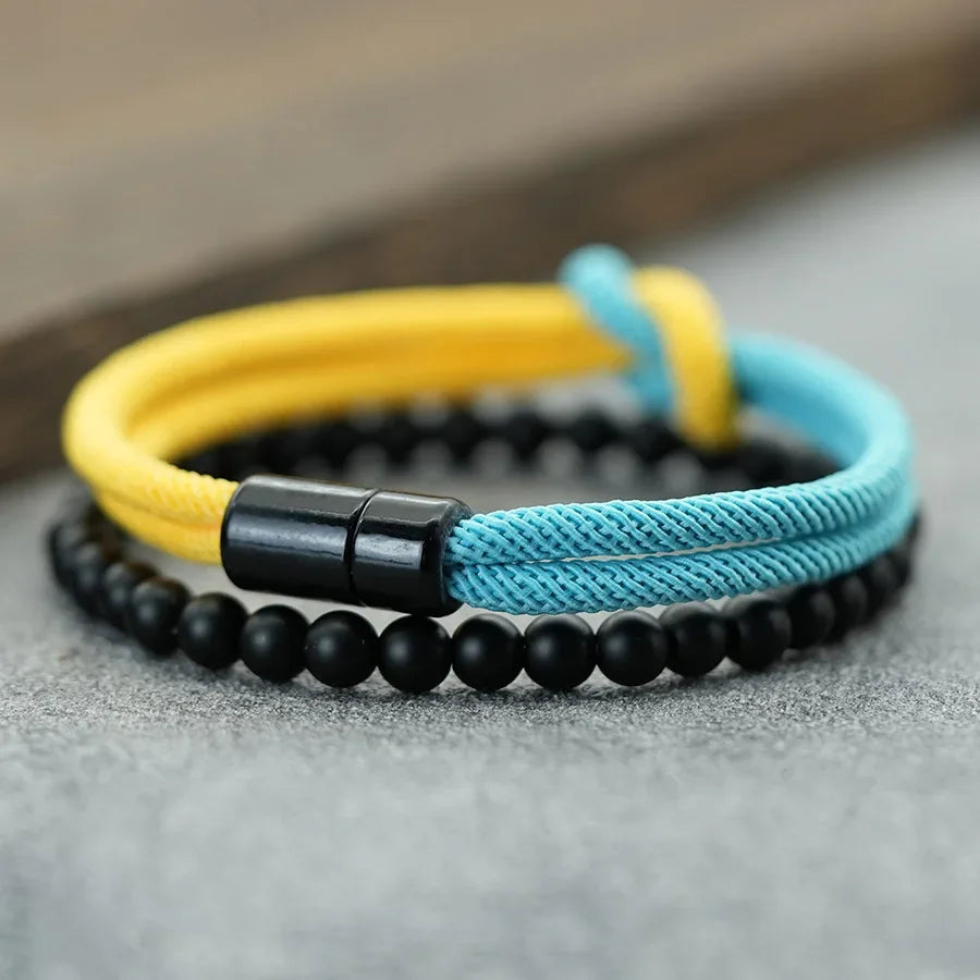 Set de 2 Pulseras de Cordón Bicolor con Cierre Magnético