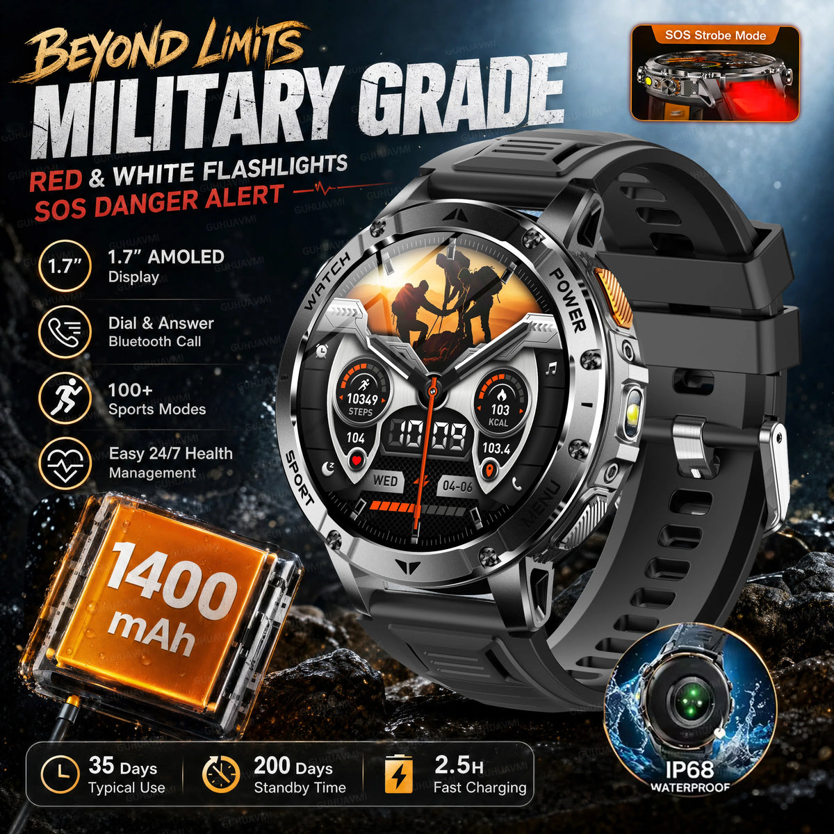Reloj Inteligente AK106 con GPS y Batería de 1400 mAh