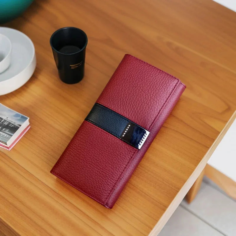Cartera Larga de Cuero Vacuno para Mujer