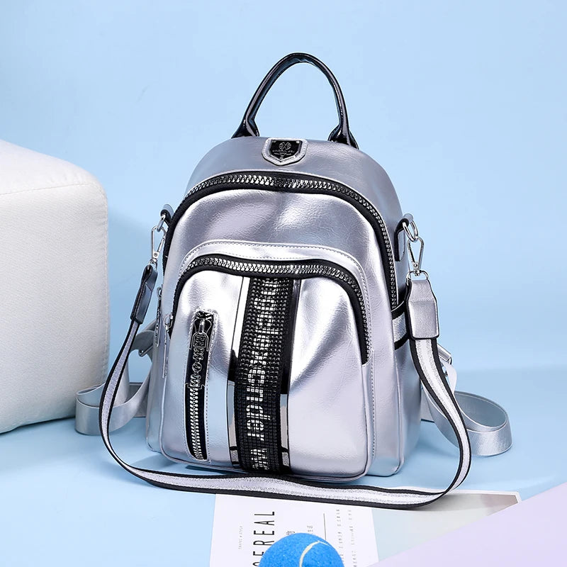 Mochila de PU Multibolsillos para Mujer