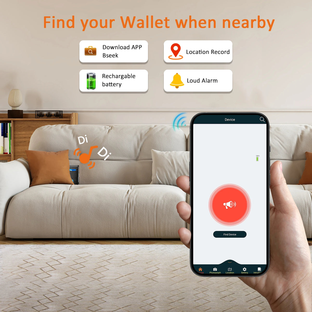 Cartera Inteligente de Cuero Vacuno con Rastreo Bluetooth