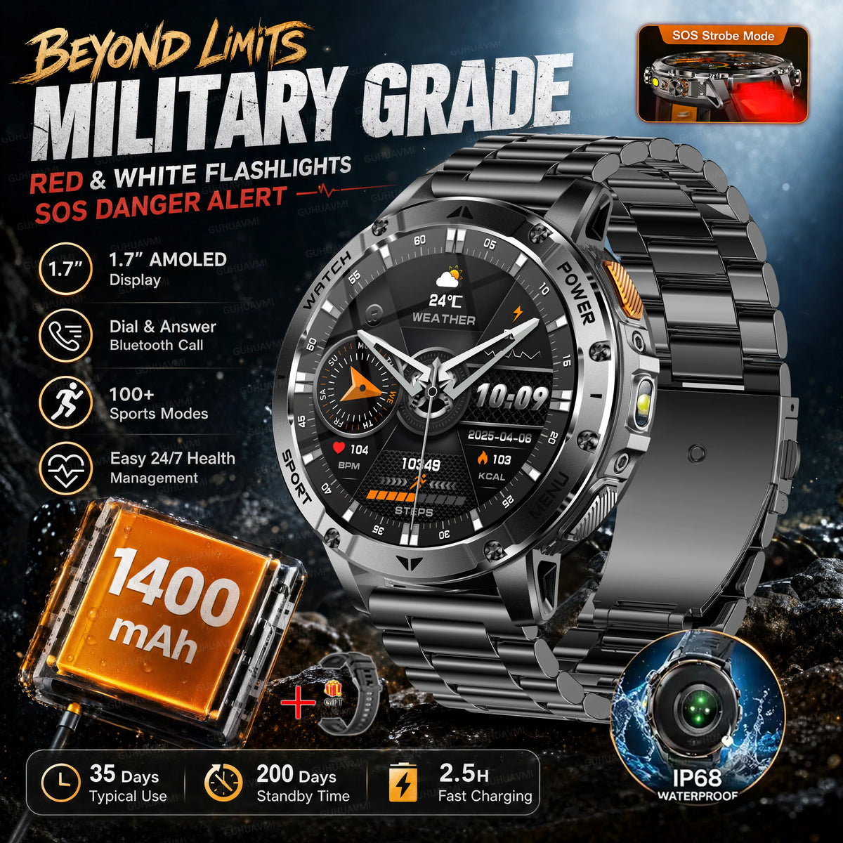 Reloj Inteligente AK106 con GPS y Batería de 1400 mAh