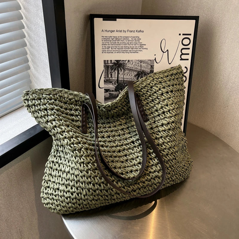 Bolsa de Paja Tejida para Playa
