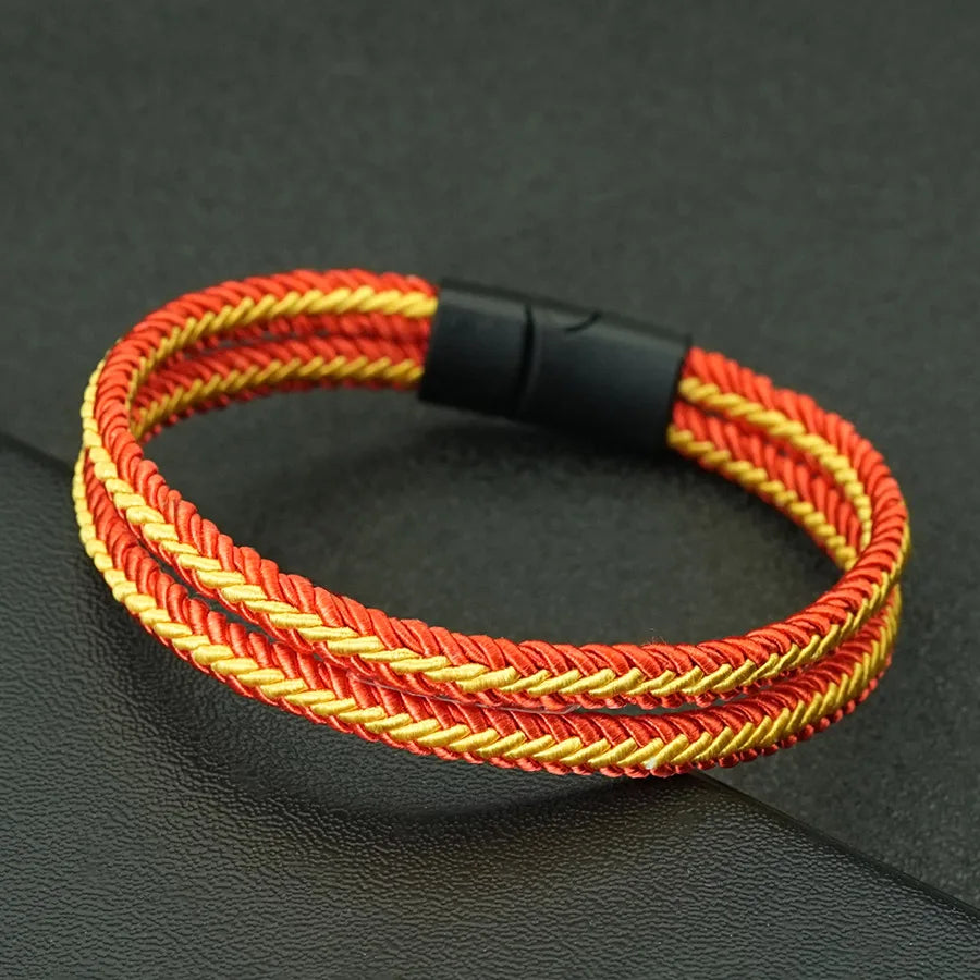 Pulsera Étnica de Cordón Doble para Hombre