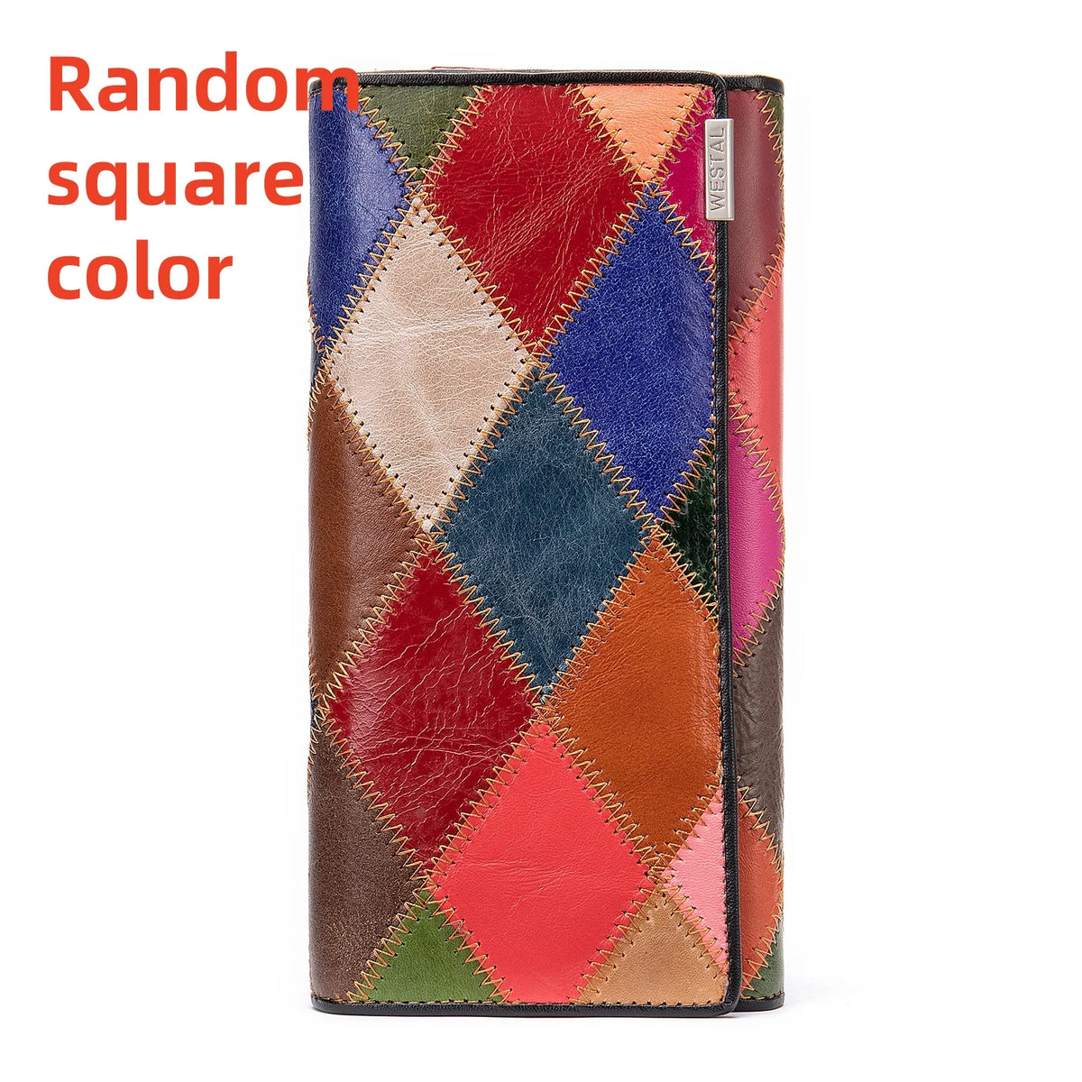 Cartera de Mano de Cuero Genuino Multicolor