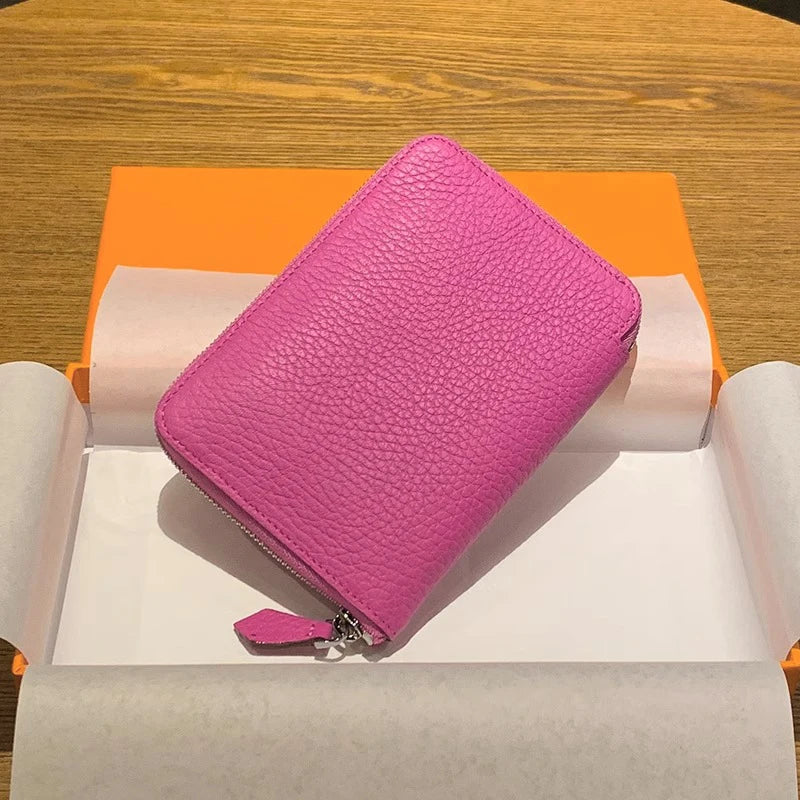 Cartera Minimalista de Cuero Vacuno con Cremallera