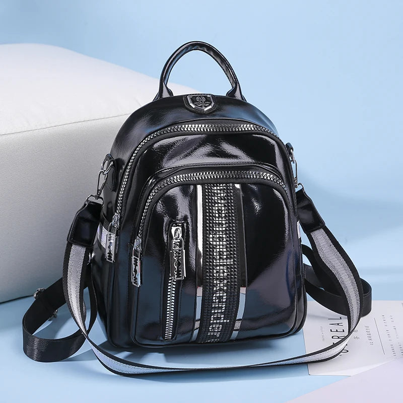 Mochila de PU Multibolsillos para Mujer