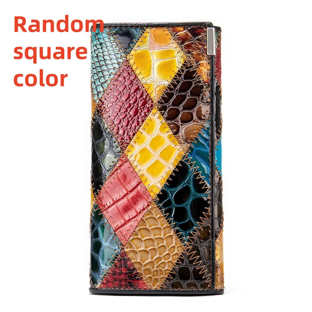 Cartera de Mano de Cuero Genuino Multicolor