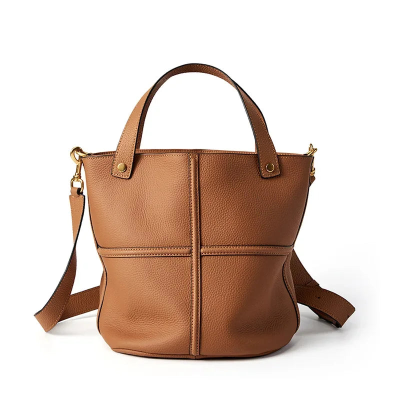 Bolsa Tipo Cubeta de Cuero Vacuno