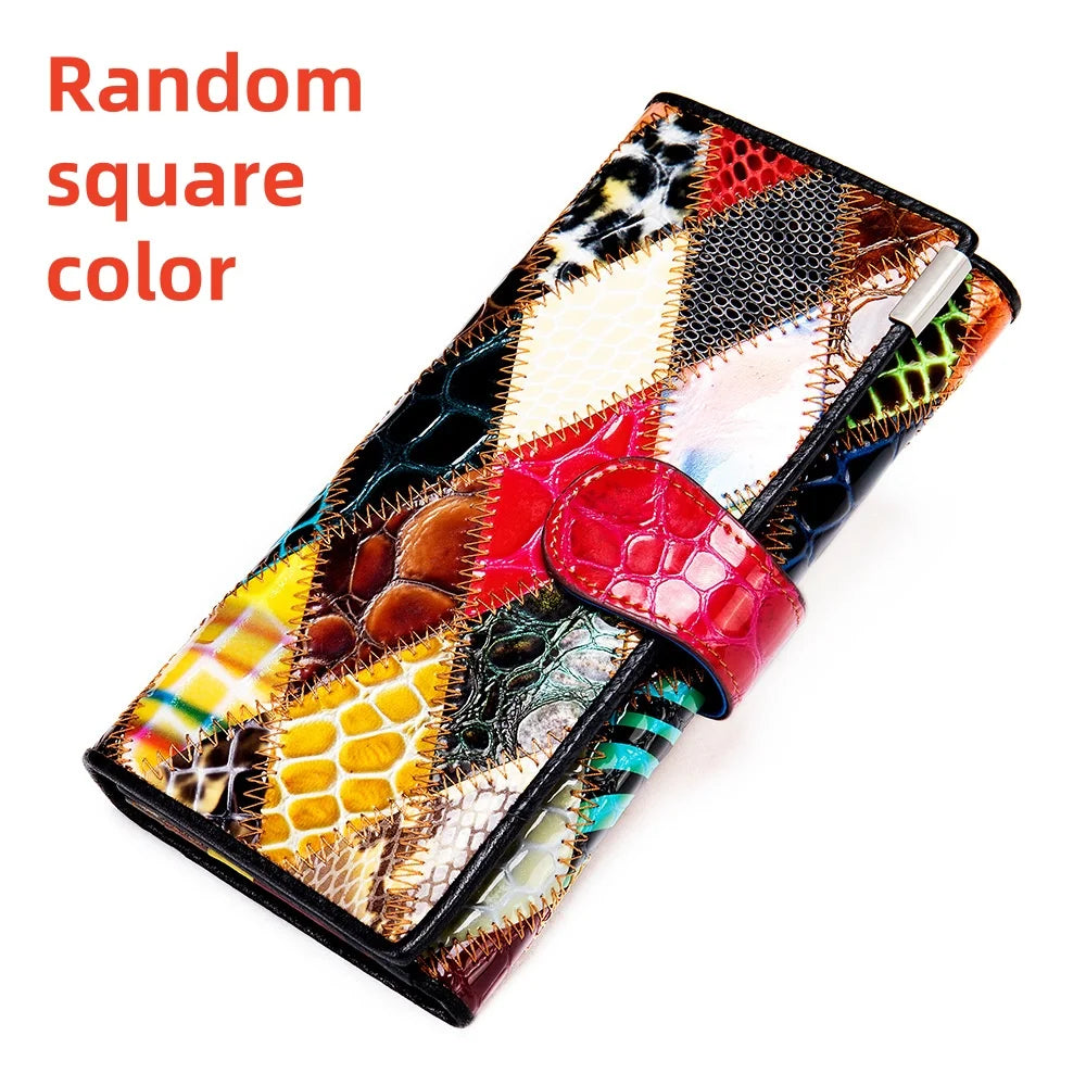 Cartera de Mano de Cuero Genuino Multicolor