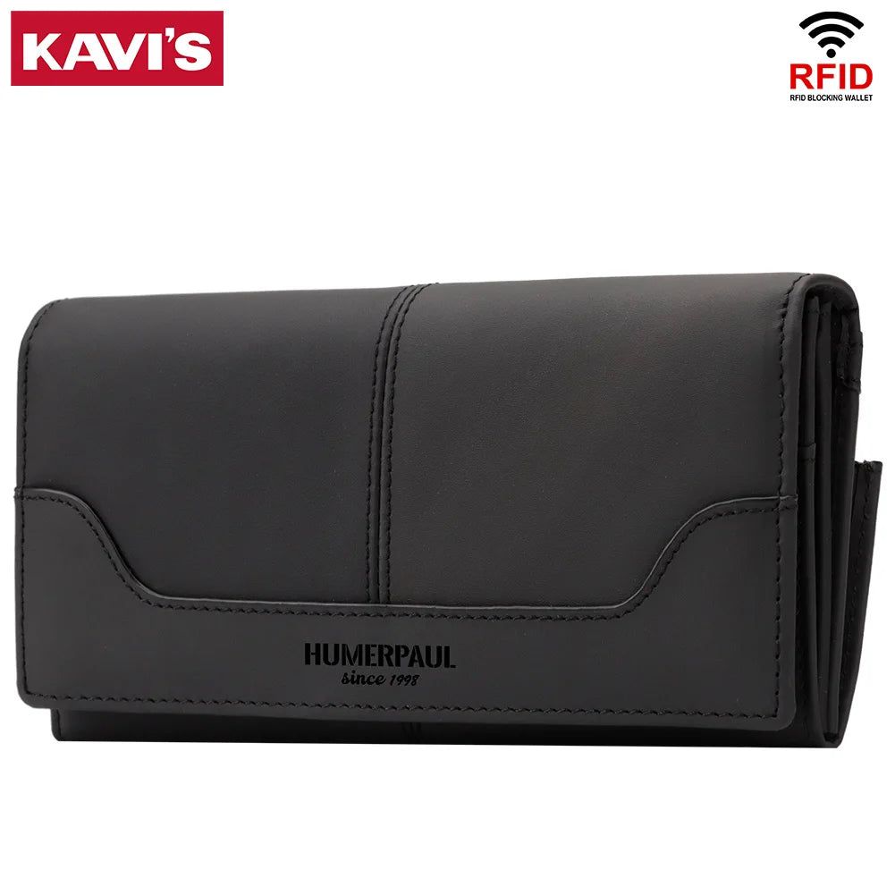 Cartera de Mano RFID de Cuero para Mujer