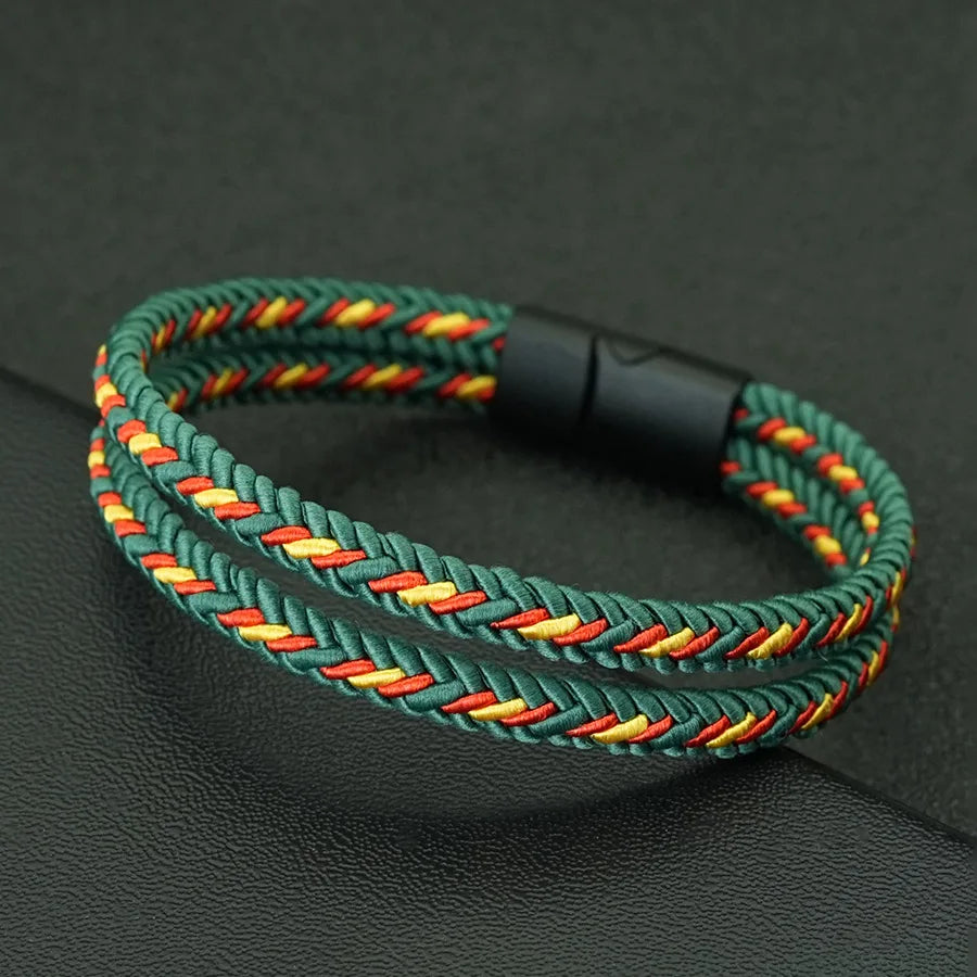 Pulsera Étnica de Cordón Doble para Hombre