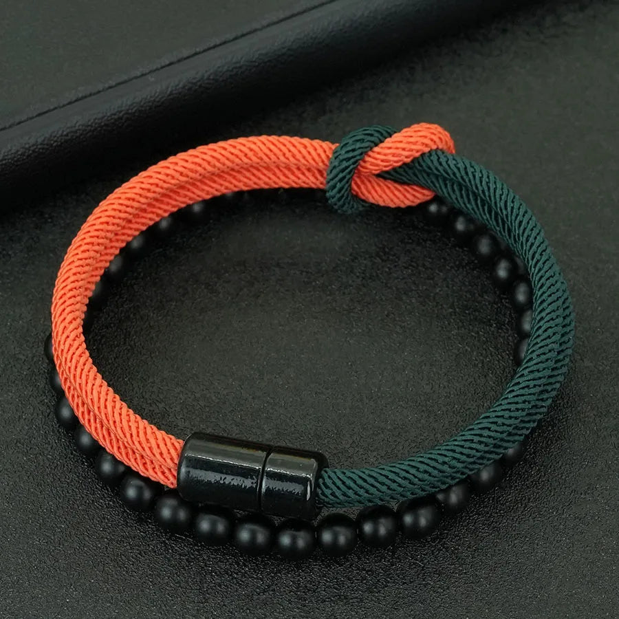 Set de 2 Pulseras de Cordón Bicolor con Cierre Magnético