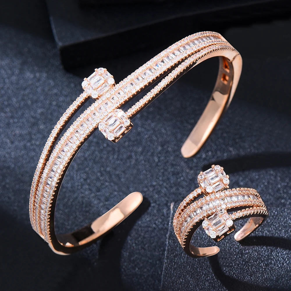 Conjunto GODKI de Pulsera y Anillo con Zirconia