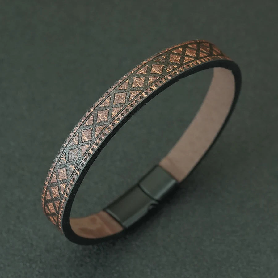Pulsera de Cuero con Cierre Magnético Estilo Punk