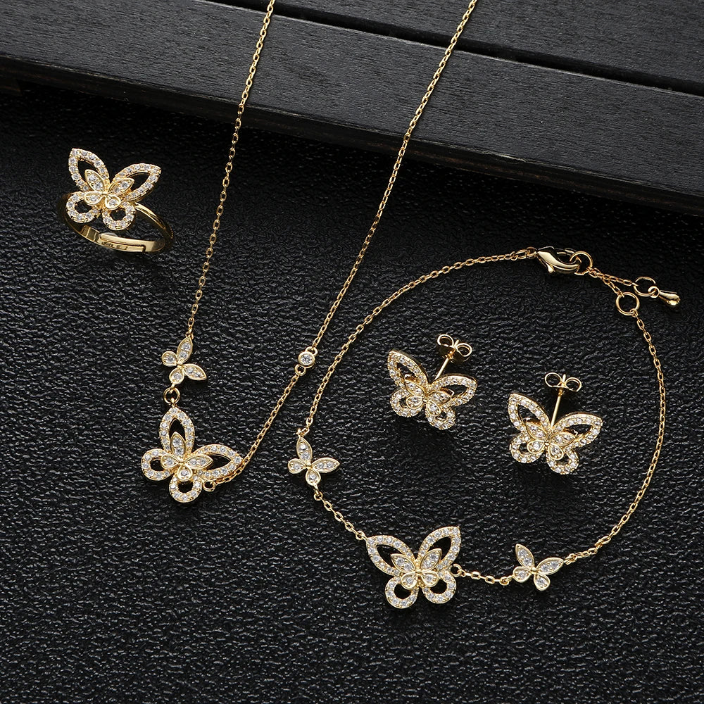 Conjunto de Joyería Mariposa con Zirconia