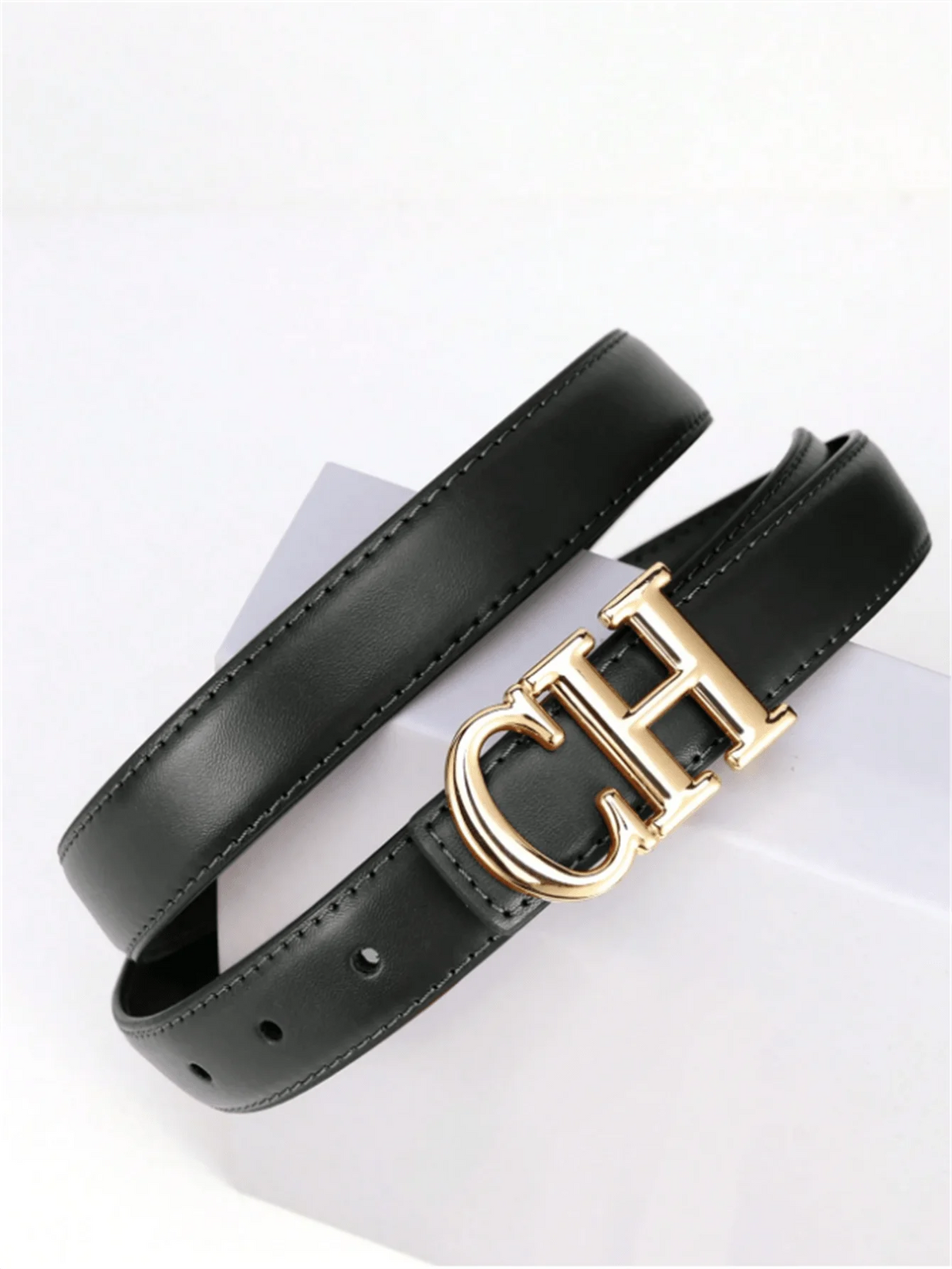 Cinturón de Cuero Sintético con Hebilla Decorativa para Mujer