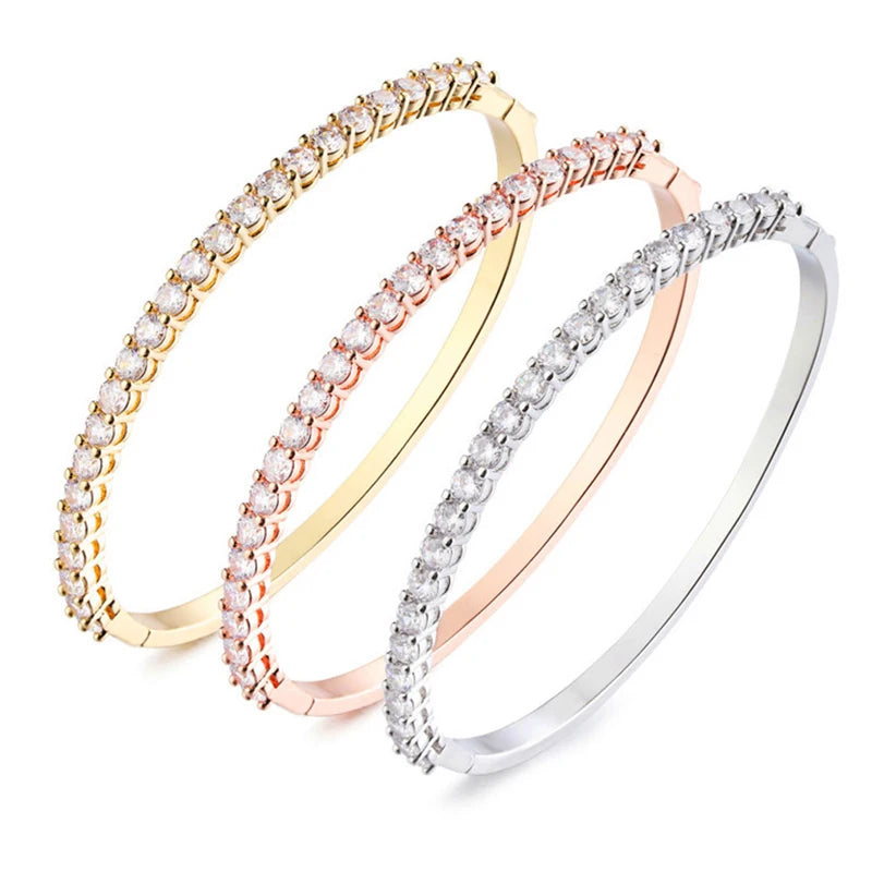 Pulsera con Zirconia y Acabado Metálico para Mujer
