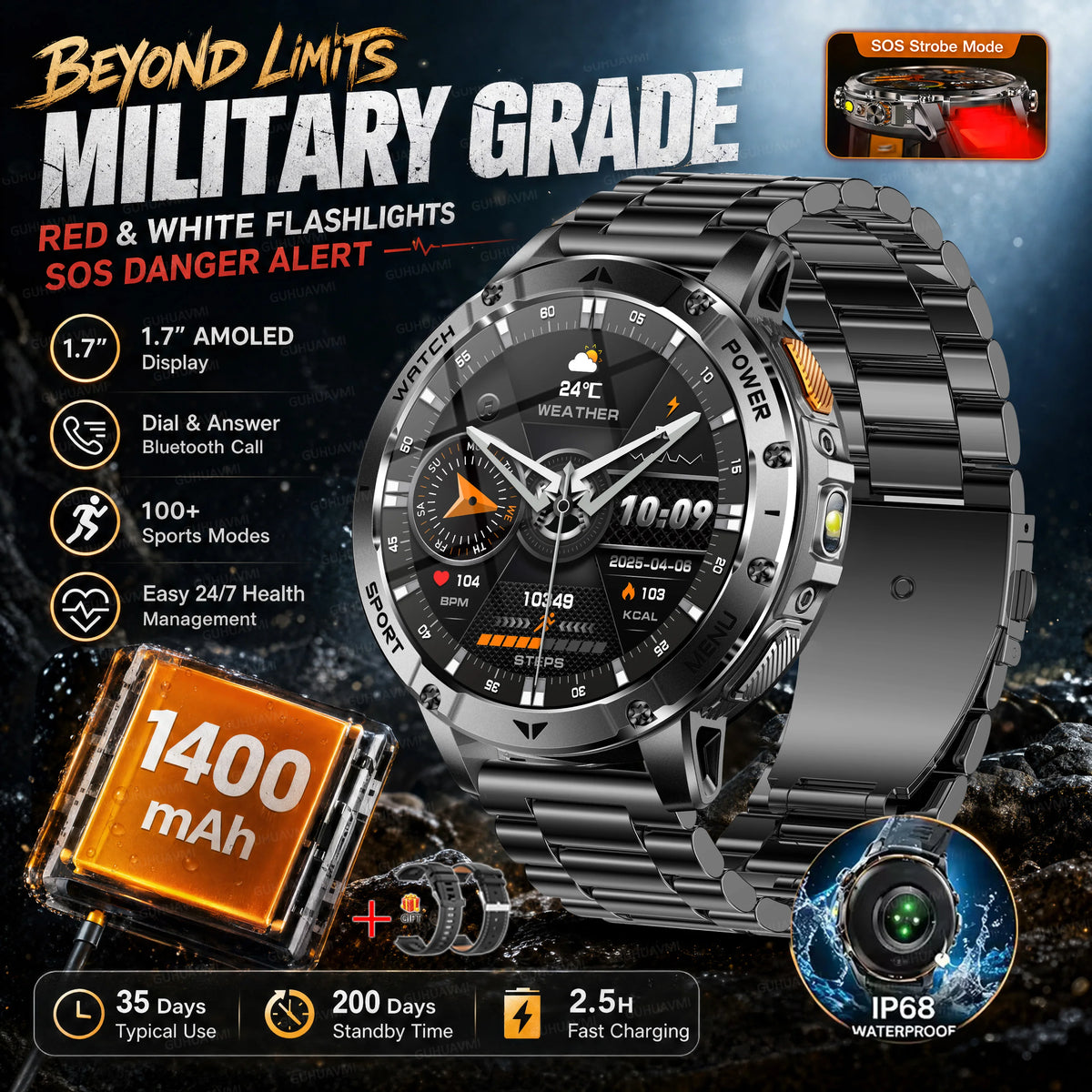 Reloj Inteligente AK106 con GPS y Batería de 1400 mAh