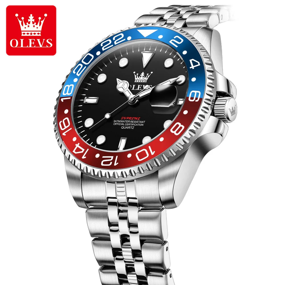Reloj Redondo Bicolor Azul Rojo