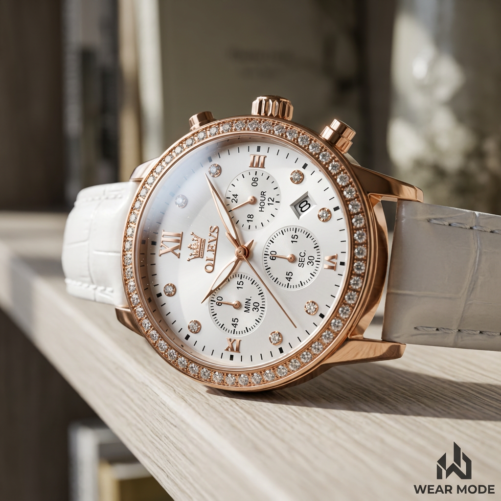 Detalle OLEVS 9933 Blanco-Oro rosa