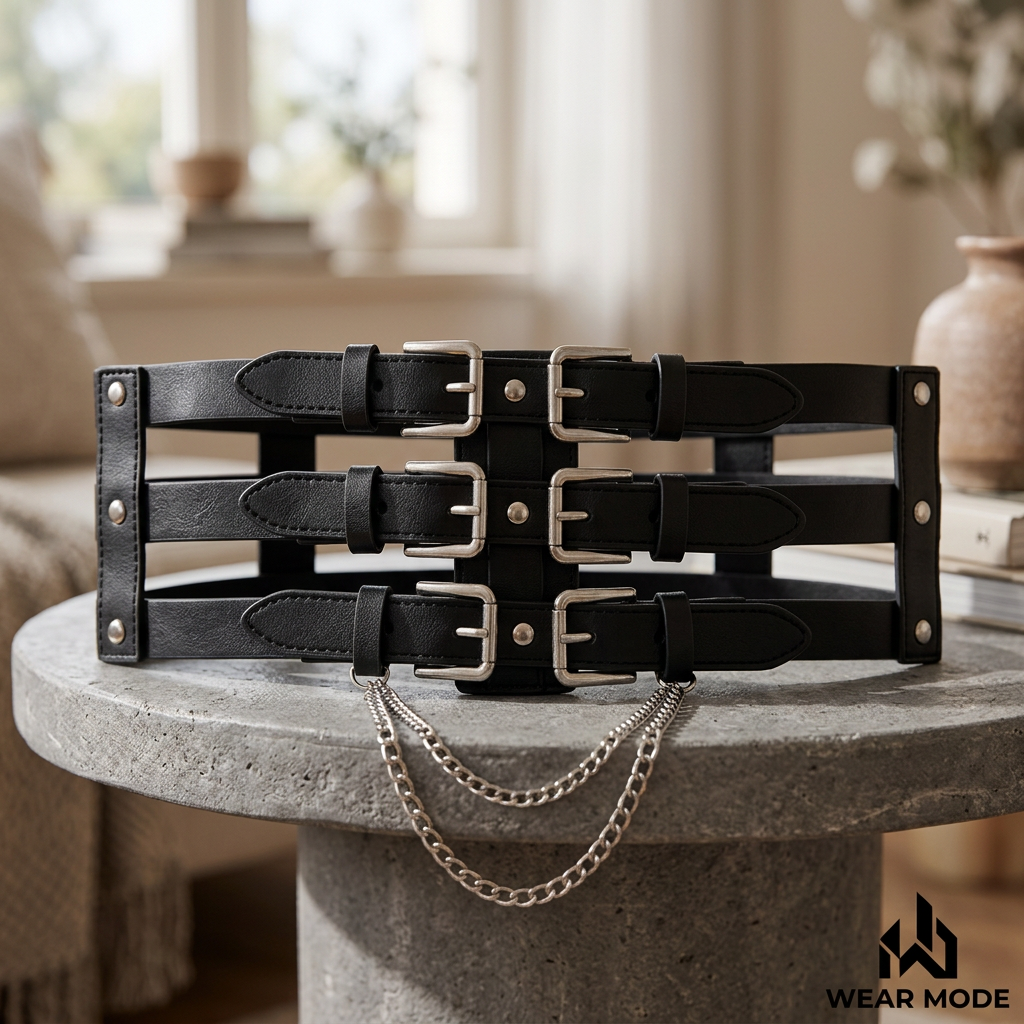 Detalle de hebillas y cadenas