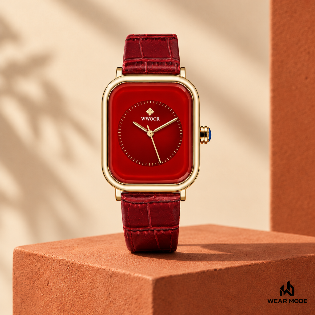 Reloj WWOOR rojo con logo Wear Mode